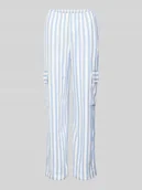 Spodnie damskie - Spodnie lniane o kroju regular fit z kieszeniami cargo - miniaturka - grafika 1