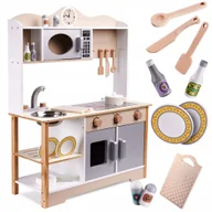 Zabawki AGD - Kuchnia dla dzieci drewniana MDF KUKETO akcesoria 85cm LULILO - miniaturka - grafika 1