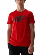 Koszulki męskie - KOSZULKA 4F męska 4FWSS24TTSHM1155-61S czerwona t shirt M - miniaturka - grafika 1