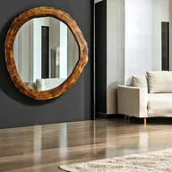 Lustra - duże lustro do salonu, przedpokoju drewniane okrągłe nowoczesne - miniaturka - grafika 1
