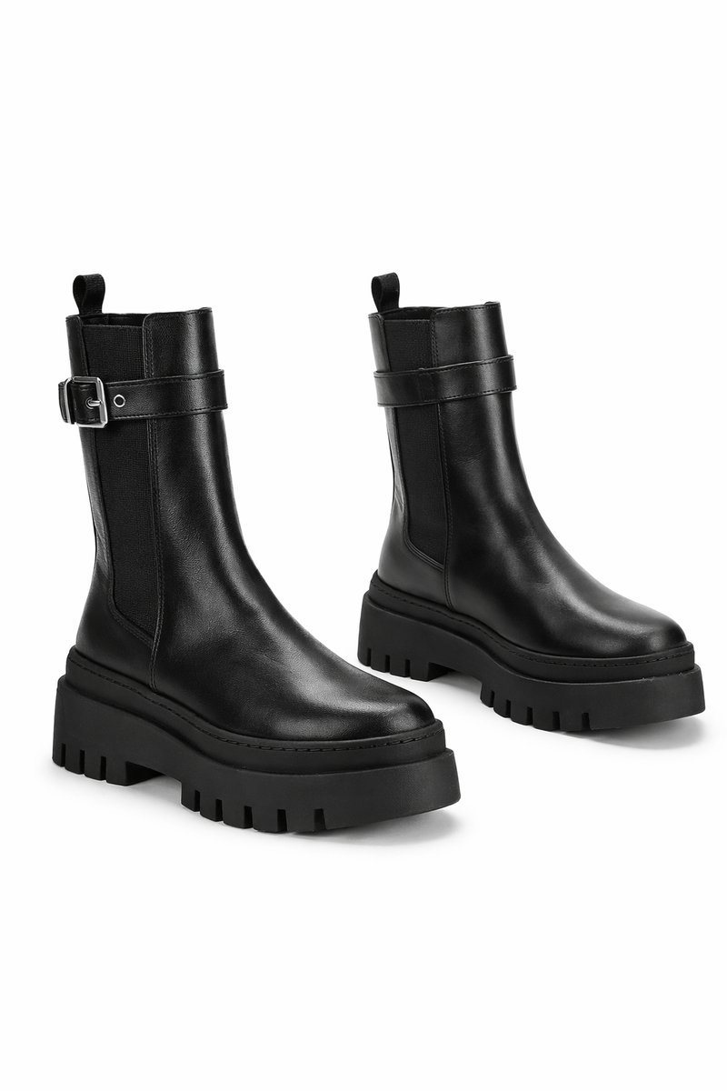 STEVE MADDEN CZARNE KOZAKI OFICERKI Z GRUBĄ PODESZWĄ 37 1I1D