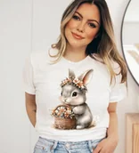 Koszulki i topy damskie - Damska koszulka z królikiem - miniaturka - grafika 1