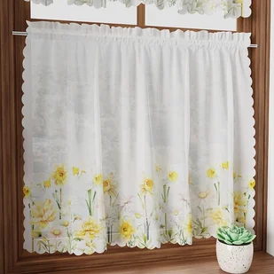 Zazdrostka woalowa gotowa z nadrukiem, kolor biało-żółty, szerokość 100 cm, wysokość 60 cm, Wiosenna polana - Firany Zazdrostka woalowa gotowa z nadrukiem, kolor biało-żółty, szerokość 100 cm, wysokość 60 cm, Wiosenna polana - Firany - miniaturka - grafika 1