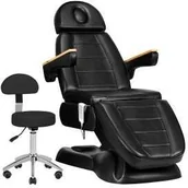 Krzesła i taborety kosmetyczne - Fotel kosmetyczny elektryczny SILLON Lux 273b + taboret 304 czarny - miniaturka - grafika 1