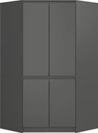 Szafy - Akord Szafa narożna do sypialni 100 cm 4 drzwi 6 półek pojemna - grafit szary - miniaturka - grafika 1