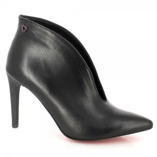 Czarne skórzane botki z wycięciem CARINII - Carinii - Botki damskie - miniaturka - grafika 1
