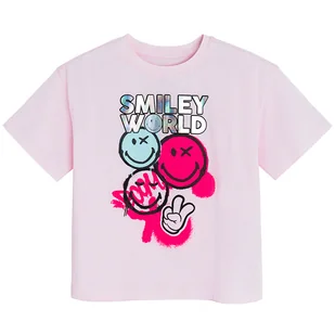 Cool Club, T-shirt dziewczęcy, różowy, SmileyWorld - Koszulki dla dziewczynek - miniaturka - grafika 1