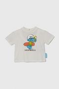 Koszulki dla chłopców - Emporio Armani t-shirt bawełniany niemowlęcy x The Smurfs kolor biały z nadrukiem - miniaturka - grafika 1