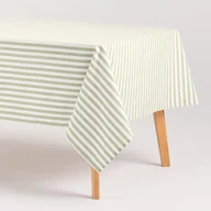 Obrusy i serwetki - Obrus plamoodporny bawełniany, miękki w dotyku, w paski jasnozielony 140x240 cm - miniaturka - grafika 1