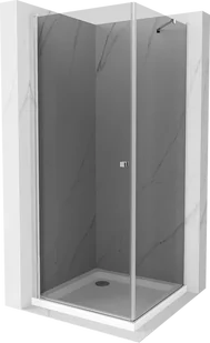 Mexen Pretoria kabina prysznicowa uchylna 90x90 cm, grafit , chrom + brodzik Flat - 852-090-090-01-40-4010 - Kabiny prysznicowe - miniaturka - grafika 1