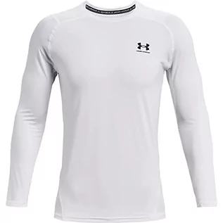 Koszulki męskie - Under Armour Męska koszulka funkcyjna UA Hg Armour Fitted Ls z długimi rękawami, szybkoschnąca koszulka z długim rękawem wielokolorowa biały/czarny. L 1361506-100-Large - grafika 1