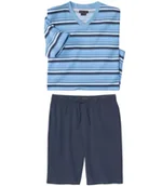 Piżamy męskie - Bawełniana piżama z szortami Mężczyzna Atlas For Men - Kolor : Niebieski - Rozmiar : L - miniaturka - grafika 1