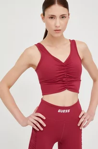 Guess biustonosz sportowy kolor bordowy - Bielizna sportowa damska - miniaturka - grafika 1
