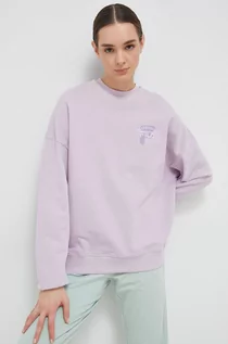 Bluzy damskie - Fila bluza bawełniana damska kolor fioletowy gładka - grafika 1