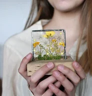 Dekoracje domu - Dekor Kompozycja jaskrów z drewnianą podstawką - miniaturka - grafika 1