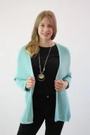 Swetry damskie - Delikatny sweterek narzutka Melisa Miętowy UNI - miniaturka - grafika 1