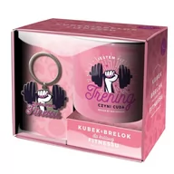 Kubki - KUBEK Z BRELOKIEM TRENING CZYNI CUDA RÓŻOWY 350ml - miniaturka - grafika 1