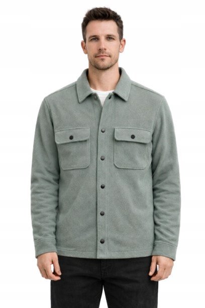 ONLY SONS KURTKA MĘSKA Z POLARU GŁADKA Z KOLORU ZIELONEGO L N1A