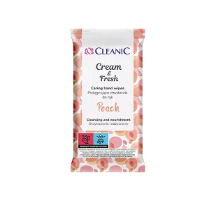 CLEANIC Cream&Fresh Chusteczki do rąk Brzoskwinia, 15szt. - Mydła - miniaturka - grafika 1
