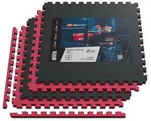 Hop-Sport Mata puzzle EVA 2cm czarno/czerwona - 4 sztuki - Maty do ćwiczeń - miniaturka - grafika 1