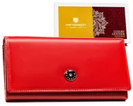 Portfele - Klasyczny czerwony portfel damski ze skóry naturalnej PETERSON duży rozbudowany na karty pudełko prezentowe antykradzieżowy ochrona RFID - miniaturka - grafika 1