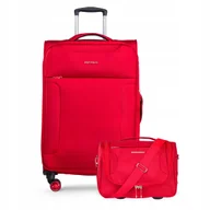 Walizki - PUCCINI Zestaw WALIZEK Podróżnych Materiałowe Średnia + Kuferek Miękkie 2w1 - miniaturka - grafika 1