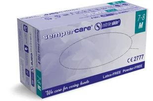 Sempercare Rękawiczki nitrylowe bezpudrowe SKIN 2 rozm M 200 szt niebieskie TOW004363 - Rękawice robocze - miniaturka - grafika 2