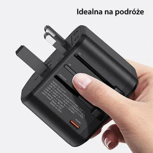 USAMS Adapter siec 2xUSB+1xUSB-C T59 20W 4w1 US/AU/EU/UK czarny/black CC179TC01 (US-CC179) Univesal Travel Charger - Ładowarki do telefonów - miniaturka - grafika 8