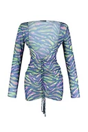 Sukienki - Trendyol Damska mini obcisła dopasowana sukienka dzianinowa, Fioletowo-wielokolorowy, S - miniaturka - grafika 1