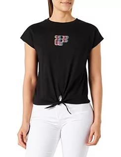 Koszulki i topy damskie - FILA Damska koszulka Shantou Knotted Graphic Logo T-Shirt, czarna, XS, czarny, XS - grafika 1