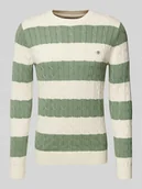 Swetry męskie - Sweter z dzianiny z wyhaftowanym logo - miniaturka - grafika 1