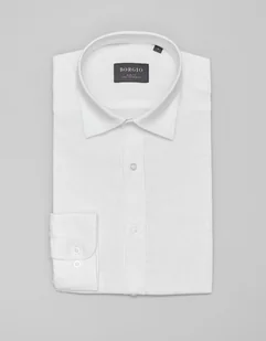 Lniana koszula lentane 00482 długi rękaw biała slim fit - Koszule męskie - miniaturka - grafika 1