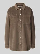 Kurtki damskie - Bluzka koszulowa o kroju regular fit ze sztruksu z kieszeniami na piersi model ‘ALVA’ - miniaturka - grafika 1