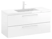 Szafki łazienkowe - Szafka Wisząca Z Umywalką RON 100 cm - Biały Mat - Uchwyty Białe Matowe - miniaturka - grafika 1