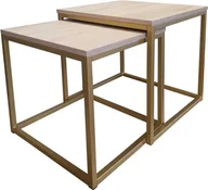 Ławy i stoliki kawowe - Stolik kawowy 2w1 CUBE dąb sonoma/złoty - miniaturka - grafika 1
