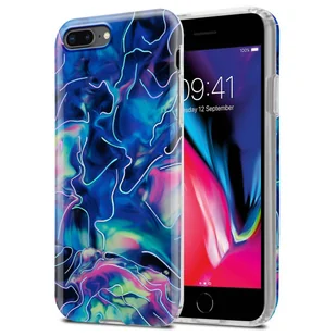Cadorabo Etui kompatybilne z Apple iPhone 8 Plus / 7 Plus / 7S Plus - Etui w kolorze Blue Pink Marble nr 17 ? Etui na telefon wykonane z silikonu TPU z mozaikowym wzorem - Ultra Slim Back Cover Case Bumper - Etui i futerały do telefonów - miniaturka - grafika 1