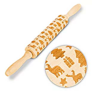 Drewniany wałek kuchenny świąteczny wzór Pierniki - Pozostałe akcesoria kuchenne - miniaturka - grafika 1