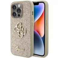 Etui i futerały do telefonów - Etui GUESS Glitter Script Big 4G do Apple iPhone 15 Pro Złoty - miniaturka - grafika 1