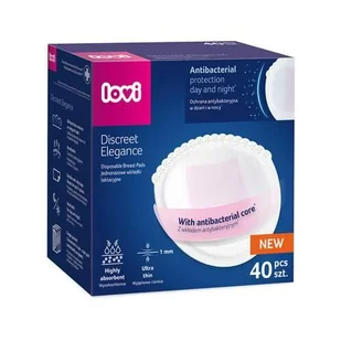 LOVI Wkładki laktacyjne antybakteryjne Discreet Elegance białe, 40szt. >> 0zł za wysyłkę przy zakupach od 149 zł << - Akcesoria do karmienia - miniaturka - grafika 1