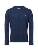 Swetry męskie - Gant Sweter męski Mężczyźni Bawełna niebieski jednolity, M - miniaturka - grafika 1