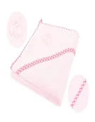 Okrycia kąpielowe dla dzieci - Bocioland Bocioland, Okrycie kąpielowe, bawełniane, Różowy, 100x100 cm - miniaturka - grafika 1