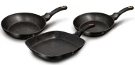 Zestawy garnków i patelni - 3 aluminiowe czarne patelnie z powłoką granitową Grazo - miniaturka - grafika 1