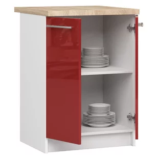 Szafka OLIWIA S60 2D + BLAT BIAŁA / CZERWONY POŁYSK - Meble kuchenne - miniaturka - grafika 2