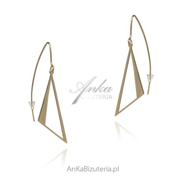 ankabizuteria.pl Kolczyki srebrne pozłacane ażurowe trójkąty