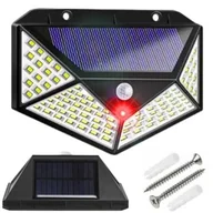Lampy ogrodowe - SuperLED Lampa Solarna Z Czujnikiem Ruch I Zmierzchu 100LED Ogrodowa Elewacyjna - miniaturka - grafika 1