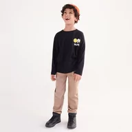 Koszulki dla chłopców - Reserved - Longsleeve oversize SmileyWorld® - Czarny - miniaturka - grafika 1