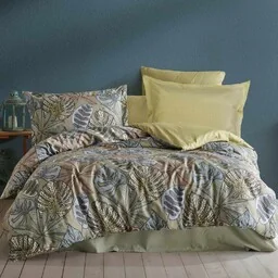Darymex Pościel satynowa 160x200 Greta zielona żólta liście Luxury Premium - Pościel - miniaturka - grafika 1