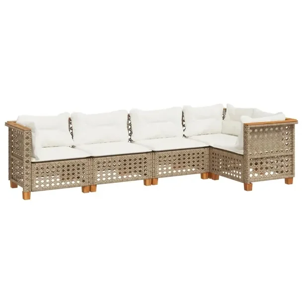 Zestaw mebli ogrodowych modułowych beżowy rattan PE 63,5 x 63,5 x 62 cm