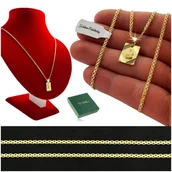 Biżuteria dla dzieci - ZŁOTY NASZYJNIK BISMARK Z MEDALIKIEM PR. 925/585 PREZENT NA KOMUNIĘ CHRZEST - miniaturka - grafika 1