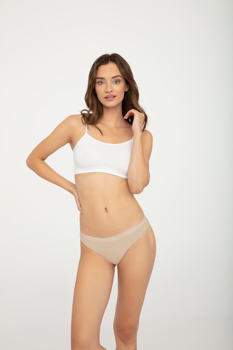 Bawełniane majtki z obniżonym stanem, jasnobeżowe, Gatta